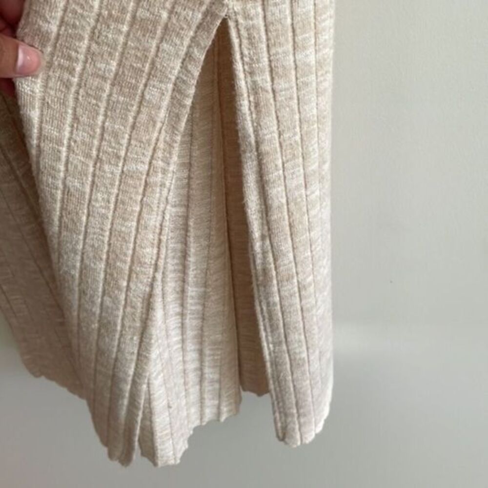 Knit maxi dress with crew neck and side slit - Picture 4 of 4